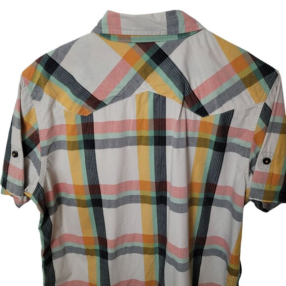 Oakley Mens Multicolor Plaid Short Sleeve Button-Up Shirt With Front Pockets - Picture 8 of 12